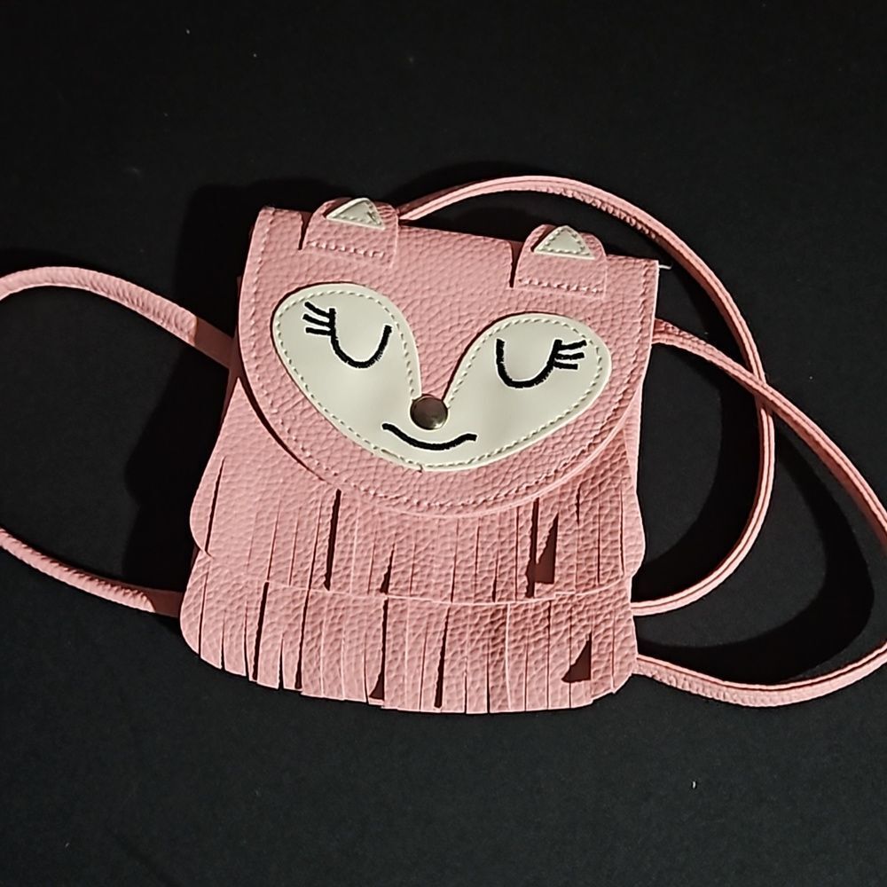 Novelty Pink & White Fox Crossbody Bag.